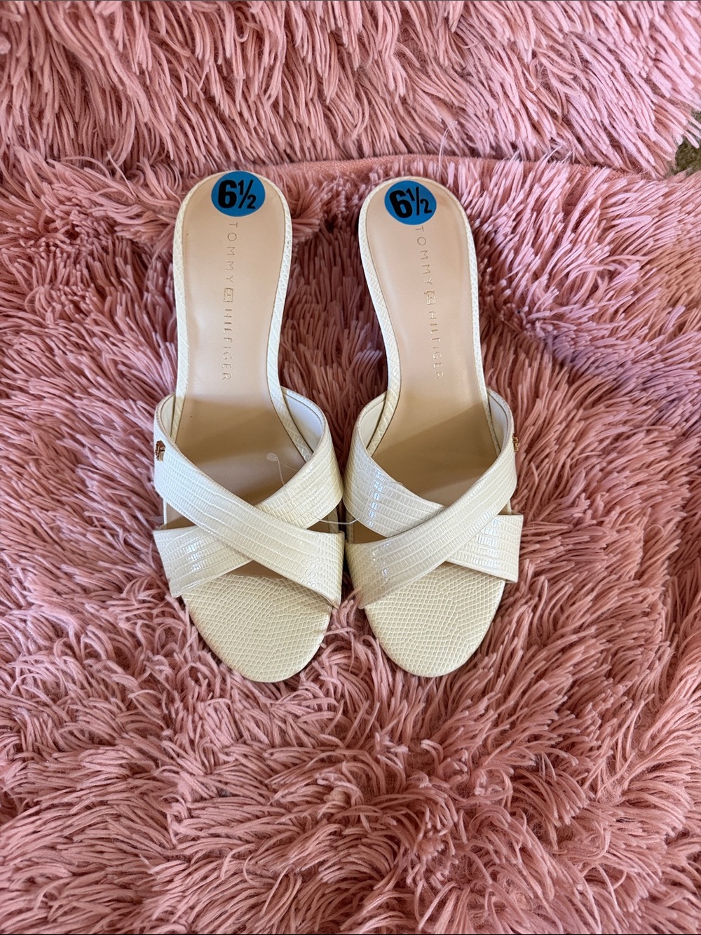 Tommy Hilfiger Women's Ivory Crisscross Slide Mules